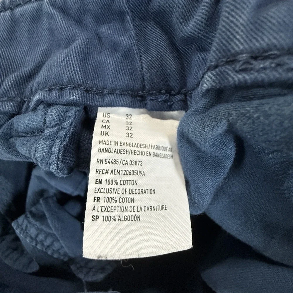 American Eagle Men's Classic Chino Shorts Blue Flat Front Casual Summer Size 32